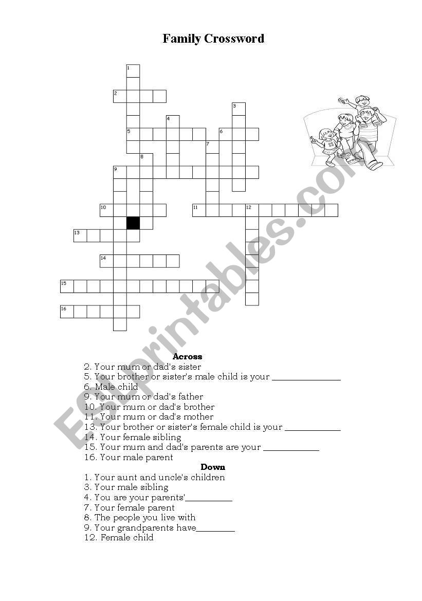 Family Crossword worksheet