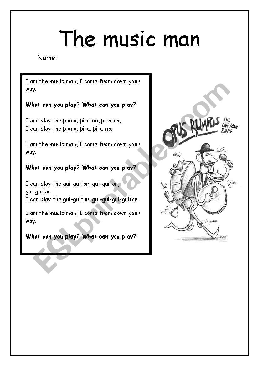 The Music Man worksheet