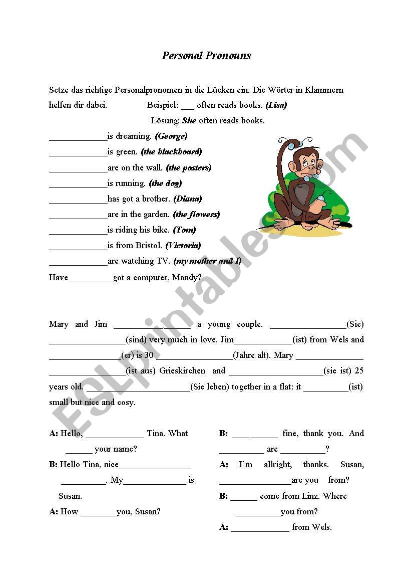 Personal Pronouns worksheet