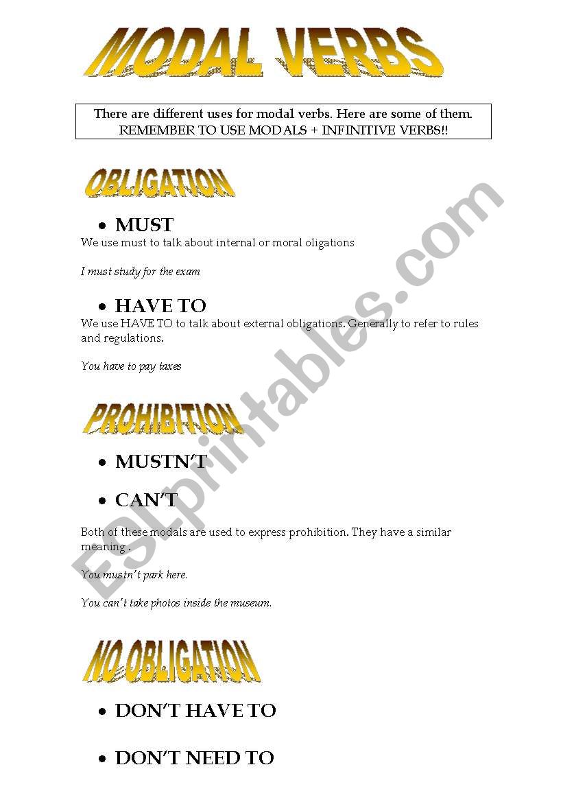 MODAL VERBS worksheet