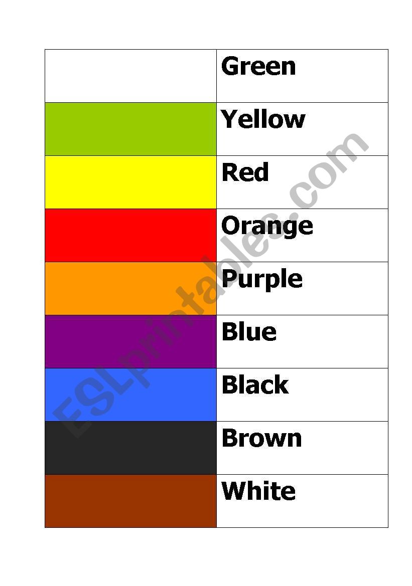 Colour memory worksheet