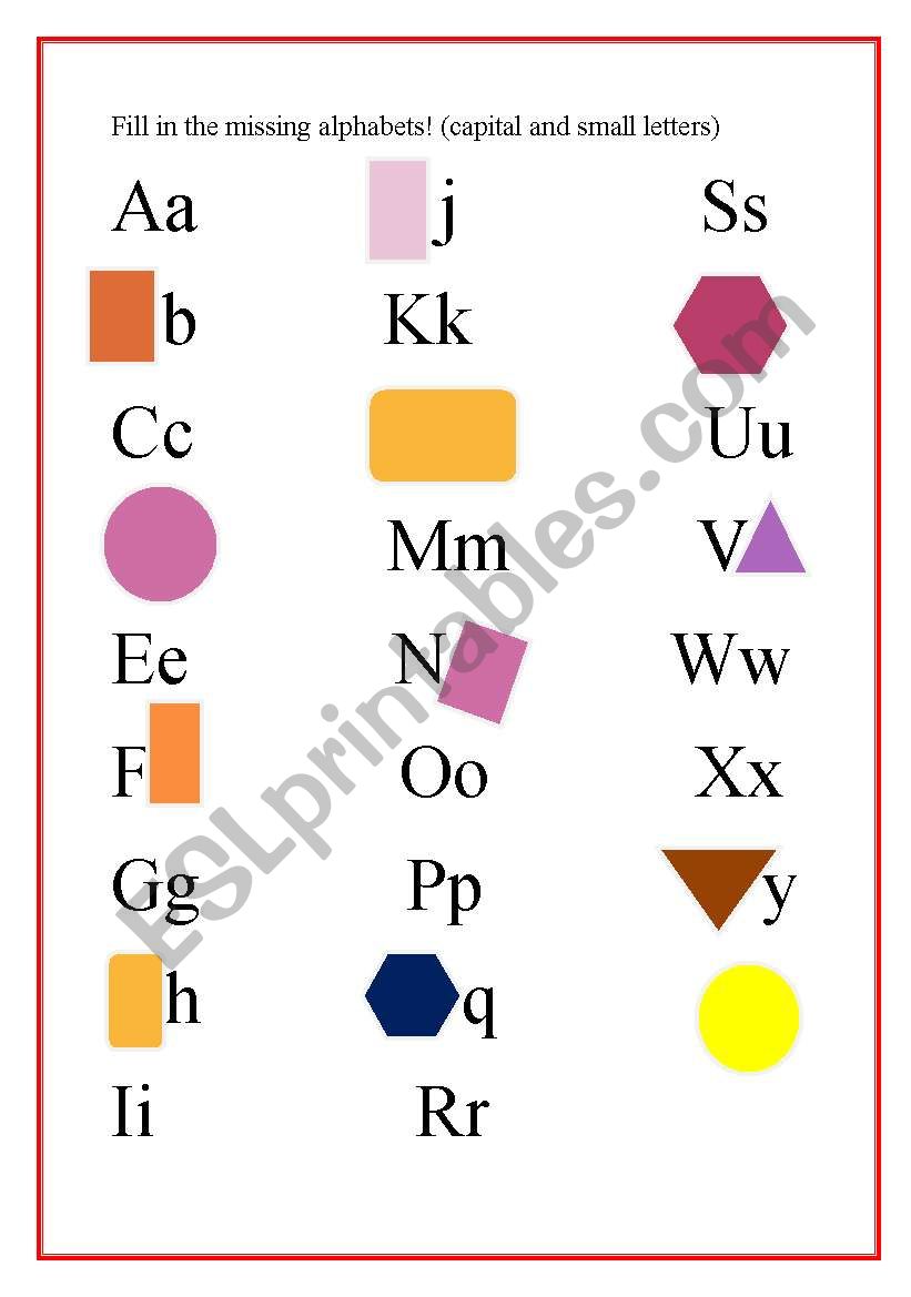 Missing Alphabets worksheet