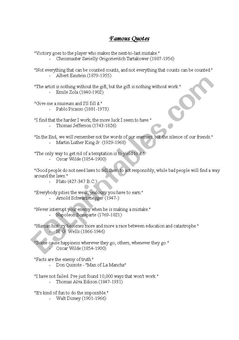 Famous Quotes worksheet