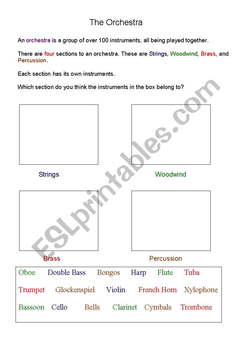 The Orchestra  worksheet