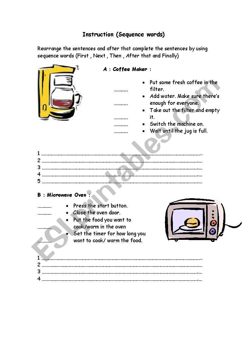 Instruction worksheet