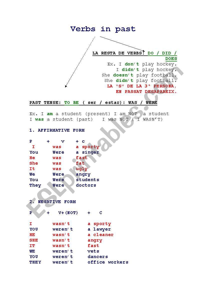 VERBS IN PAST worksheet