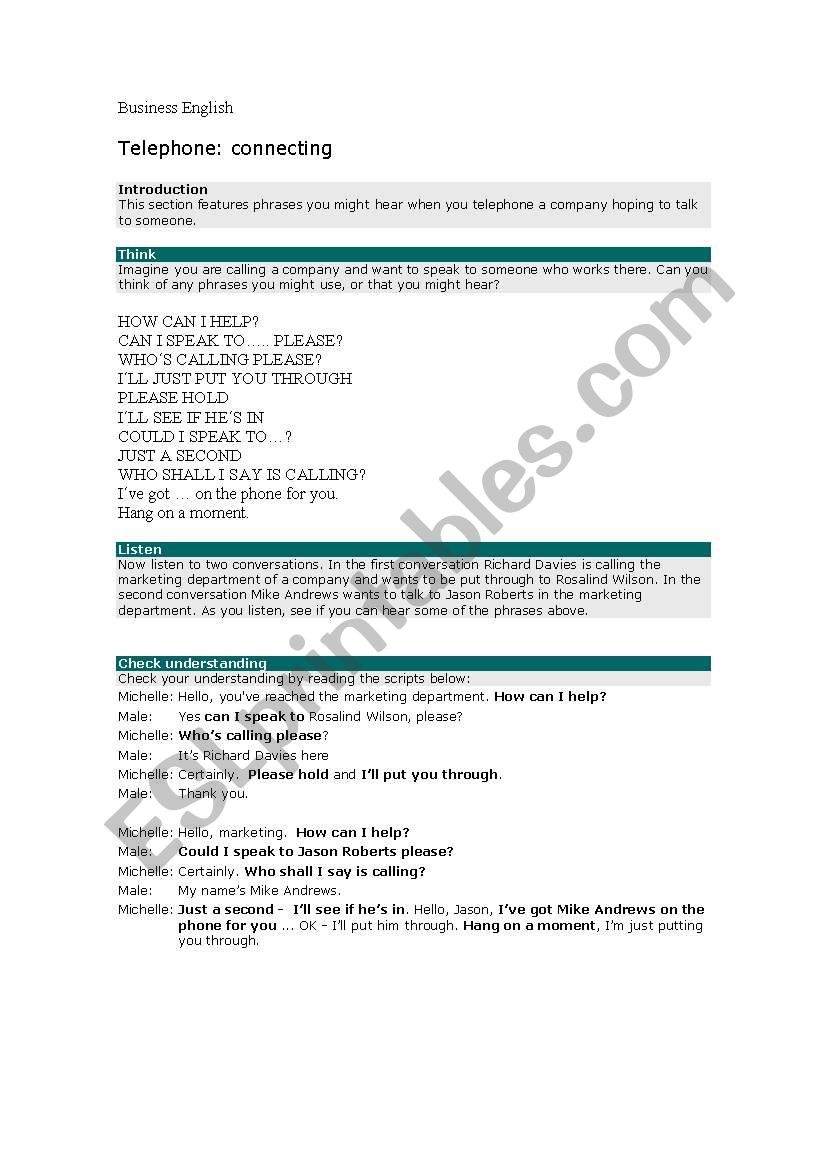 Business English worksheet