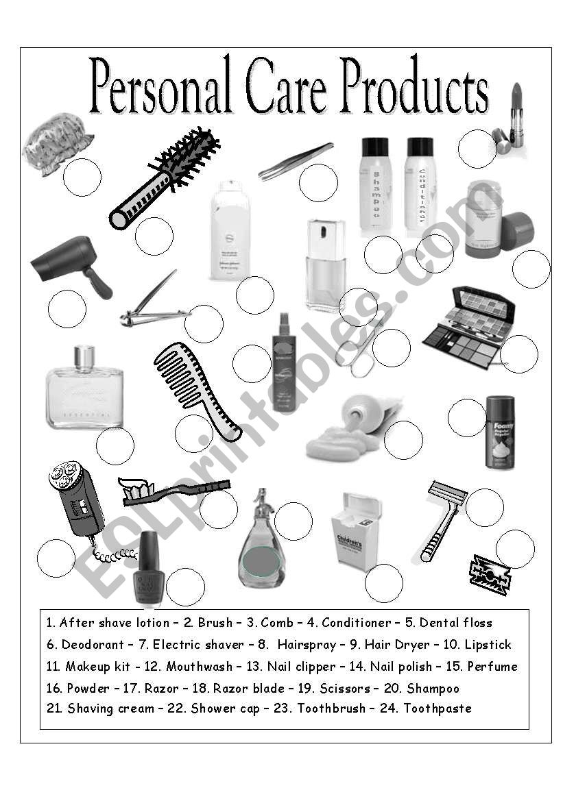 Personal Care Products worksheet