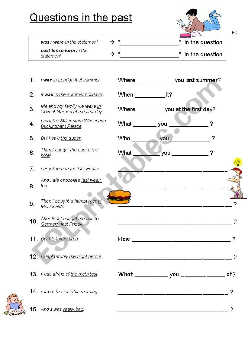 Questions in the past tense worksheet