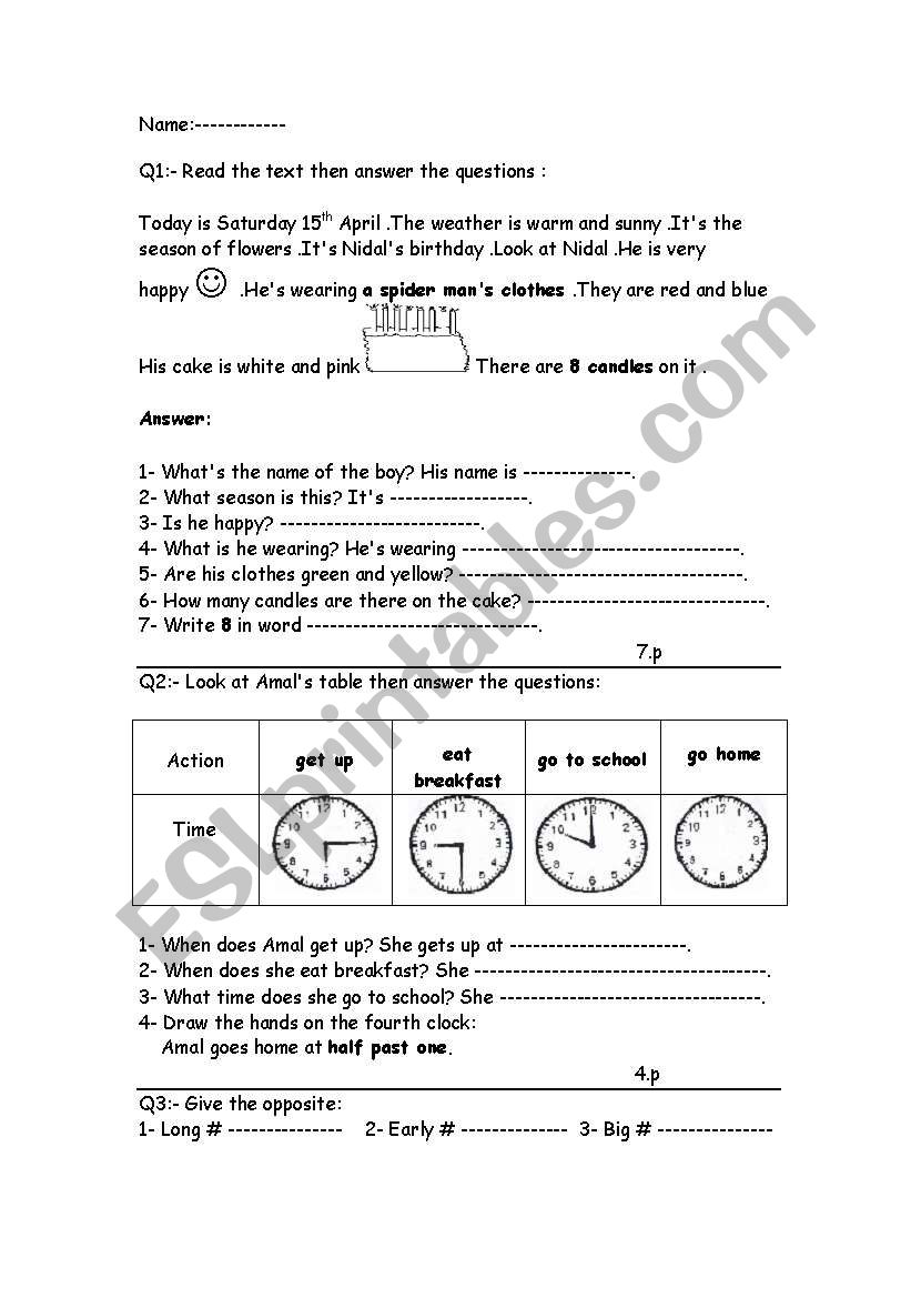 Weather + Time worksheet