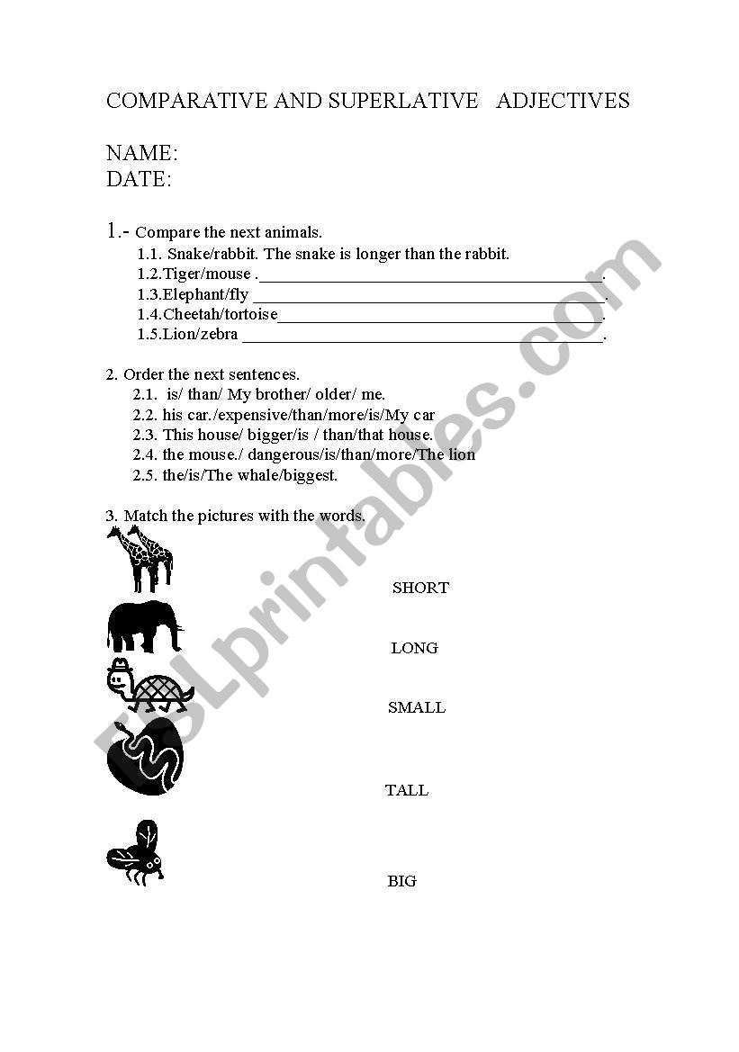 comparative adjectives worksheet