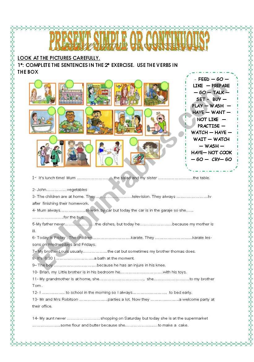 PRESENT SIMPLE OR CONTINUOUS? worksheet