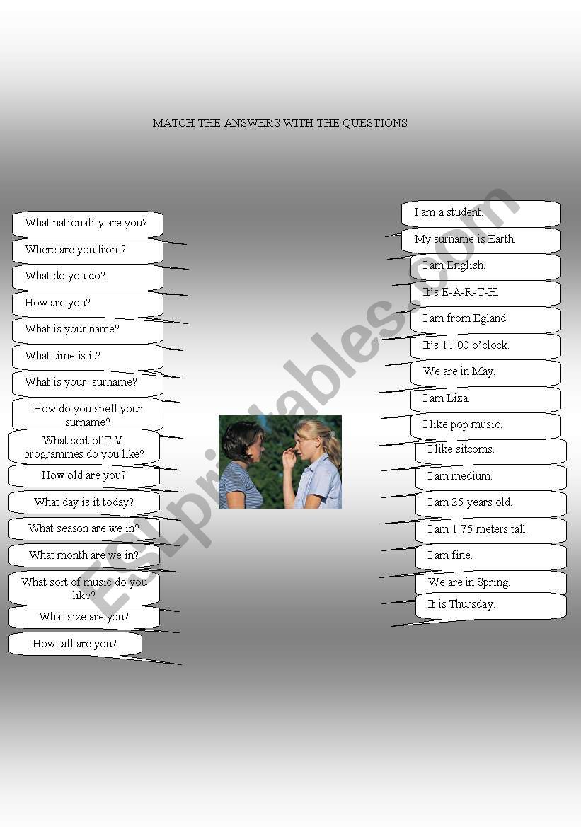 MATCHING  worksheet