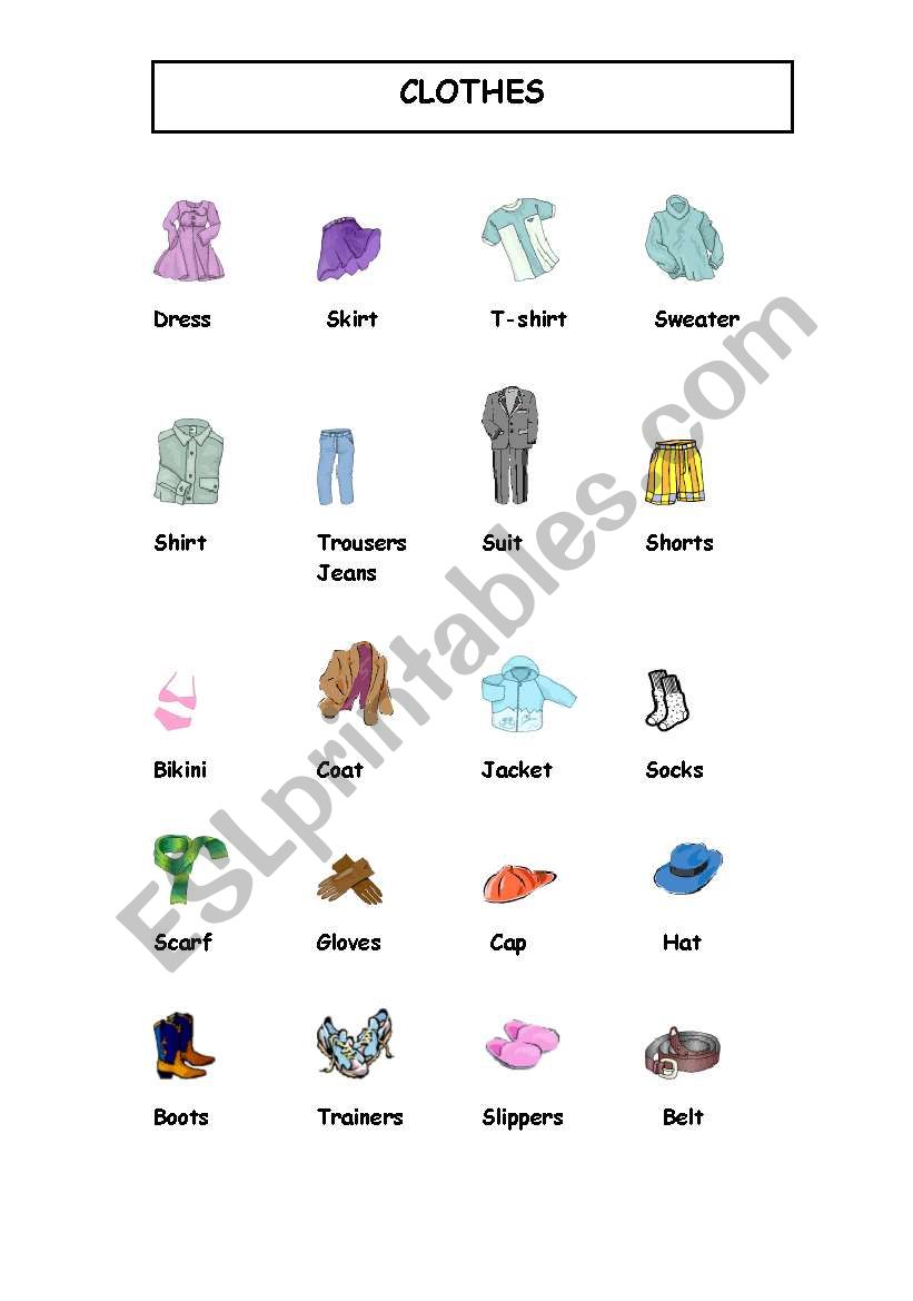 Clothes worksheet