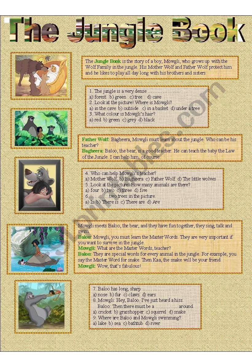 The Jungle Book (2 pages) worksheet