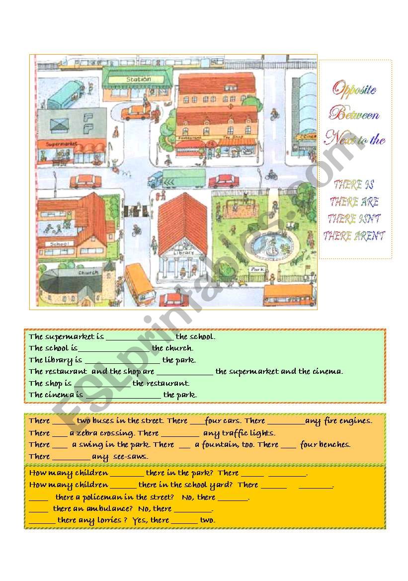 Places in town - basic prepositions 