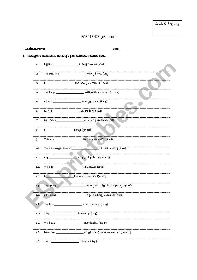 Grammar simple past irregular verbs