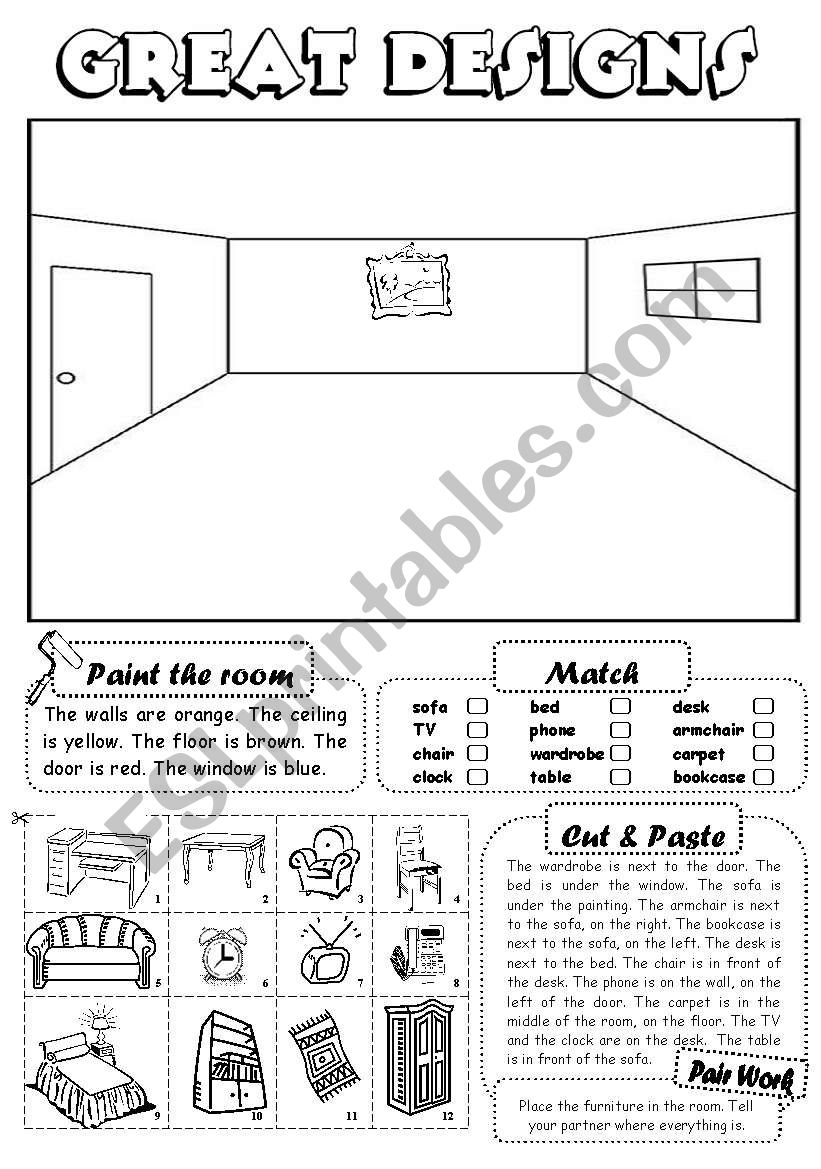 Great designs (furniture) worksheet