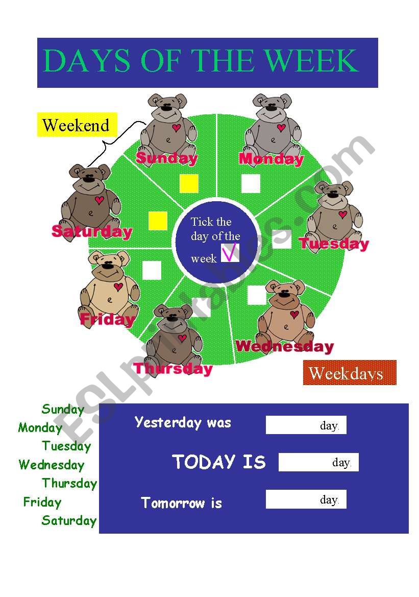 Days of the week worksheet