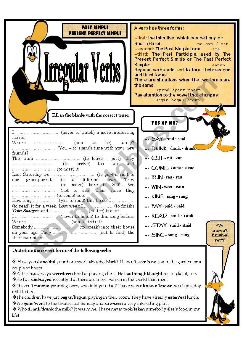 IRREGULAR VERBS worksheet