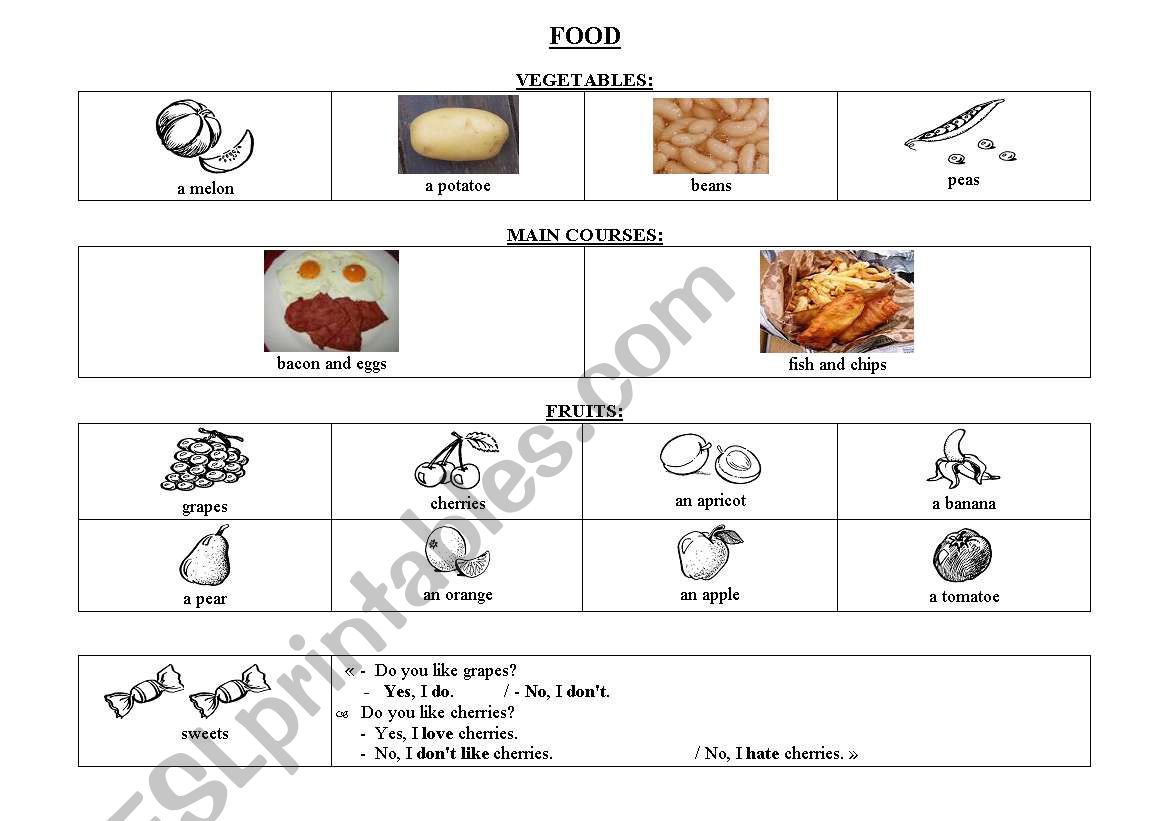 lesson about food worksheet
