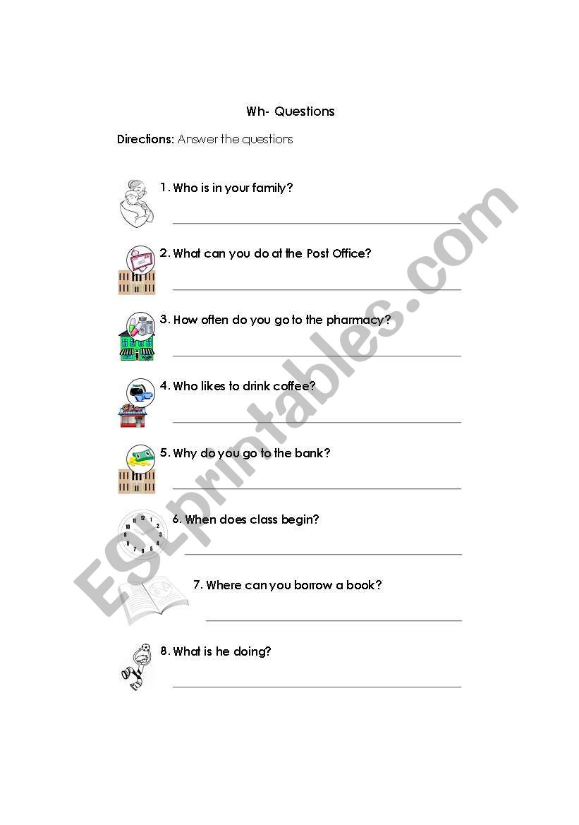 WH questions worksheet