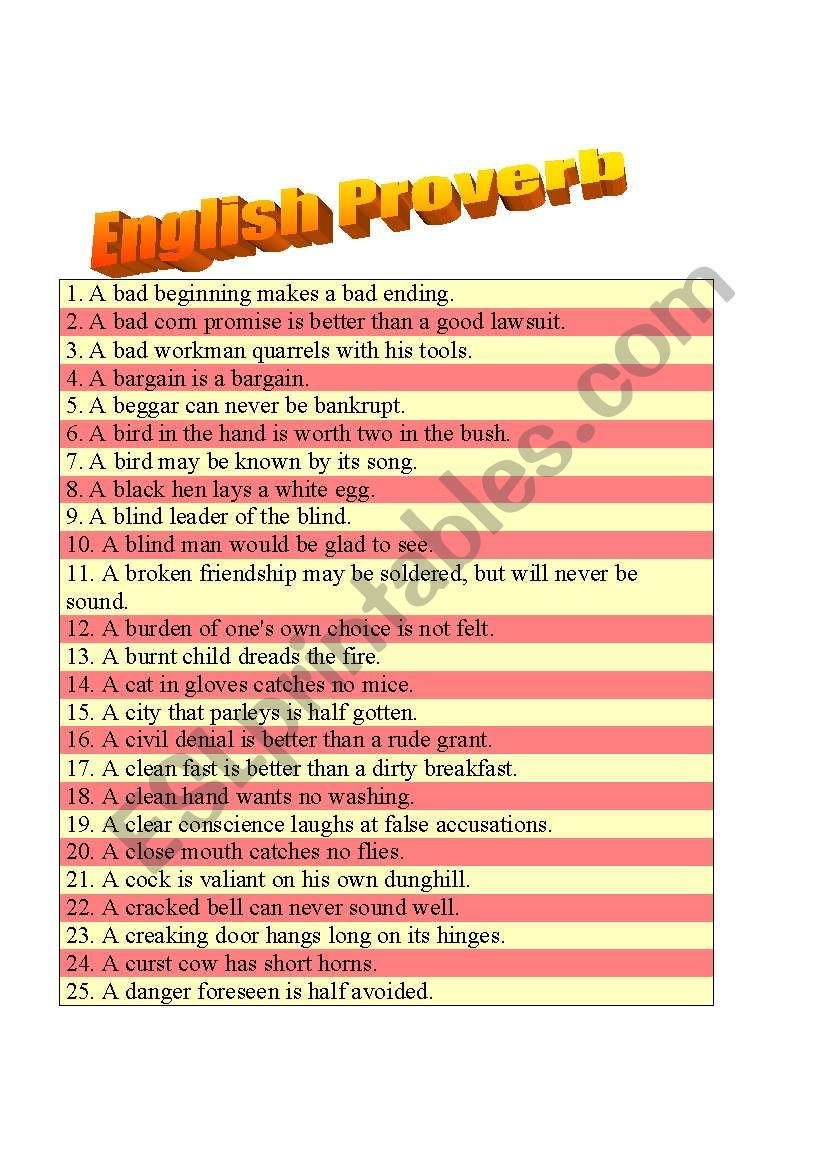  English Proverb part 1 in 7 pages