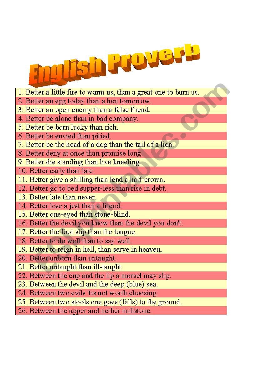 English Proverb Part 2 of 5 in 10 pages