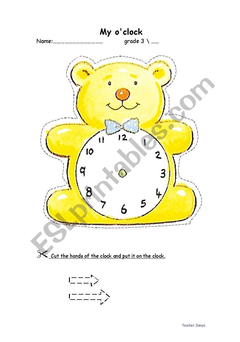 My teady bear clock worksheet