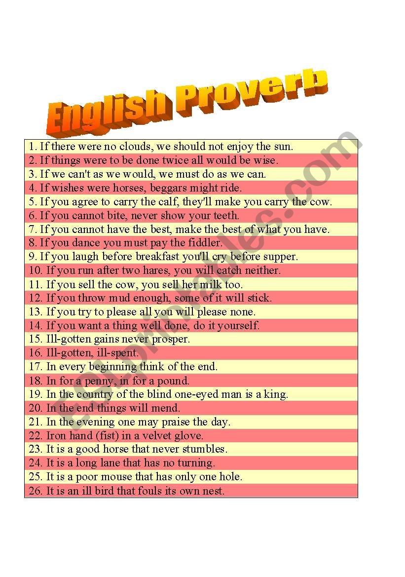 English Proverb part 3 of 5 in 7 pages