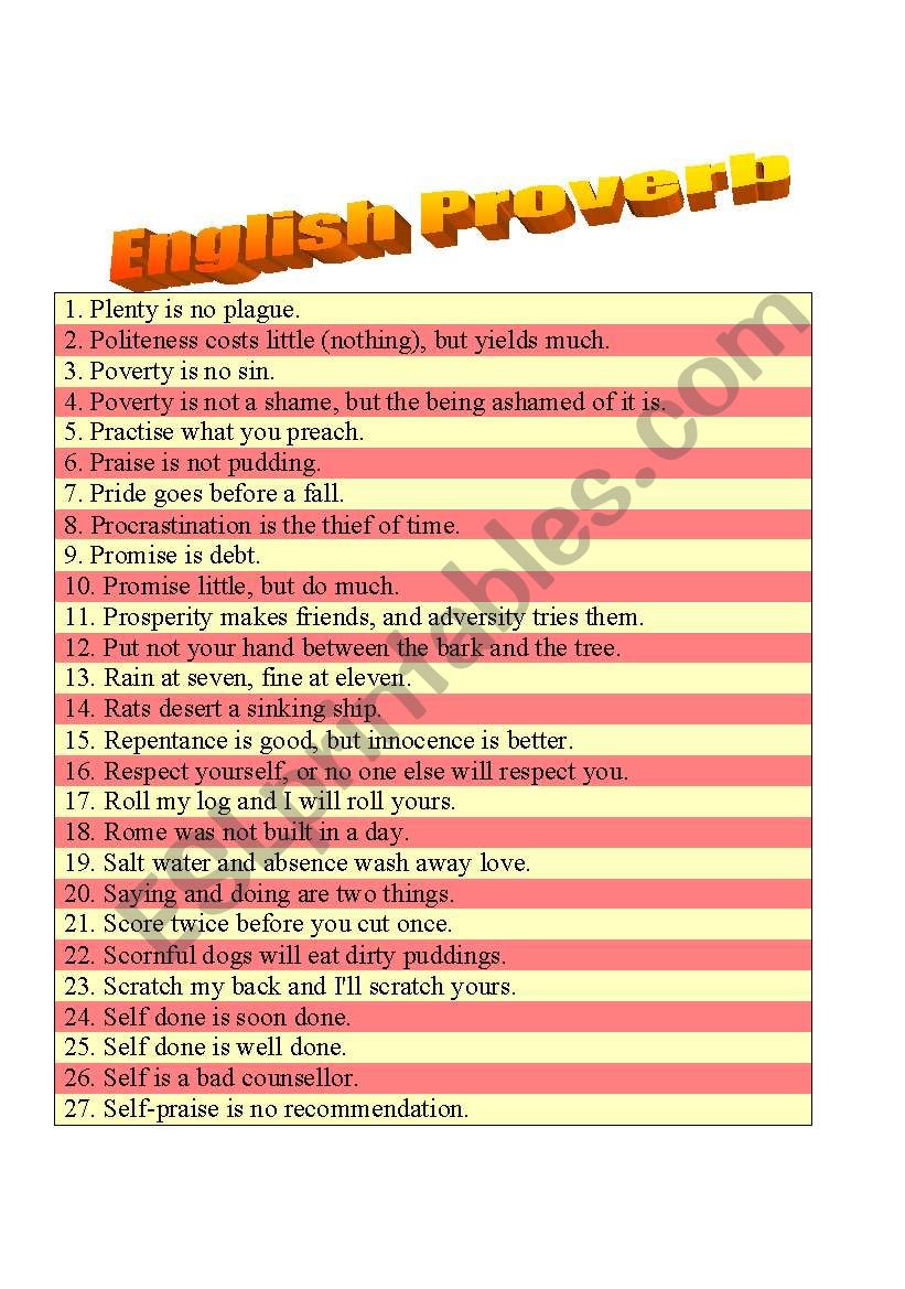 English Proverb part 4 of 5 in 7 pages