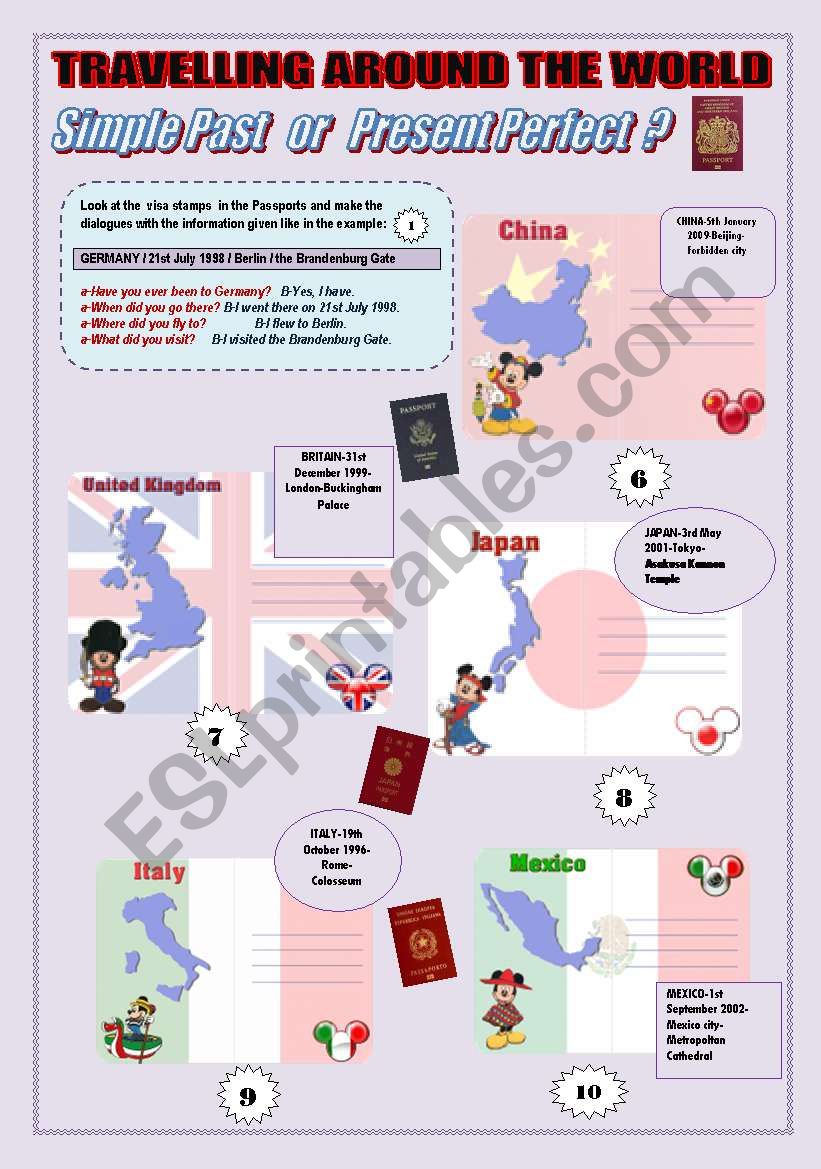 PRESENT PERFECT or SIMPLE PAST? PASSPORT ACTIVITY PART 2 (JAPAN/UK/MEXICO/CHINA/ITALY)