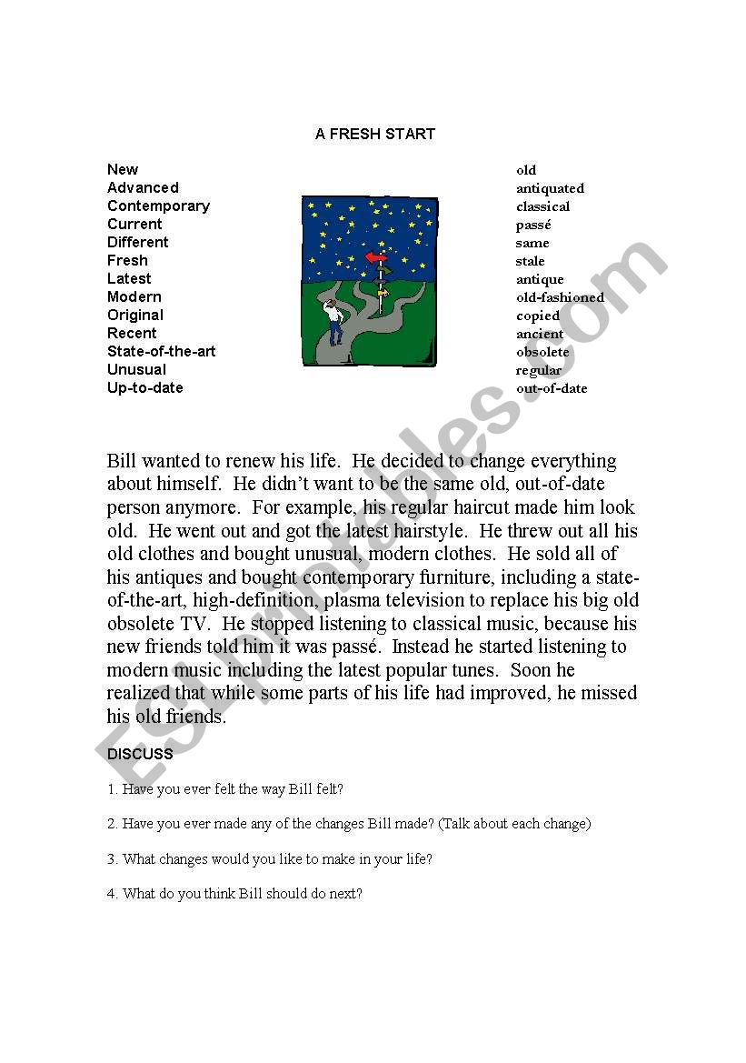 A Fresh Start worksheet