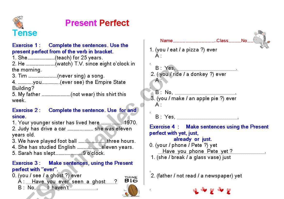Present Perfect worksheet