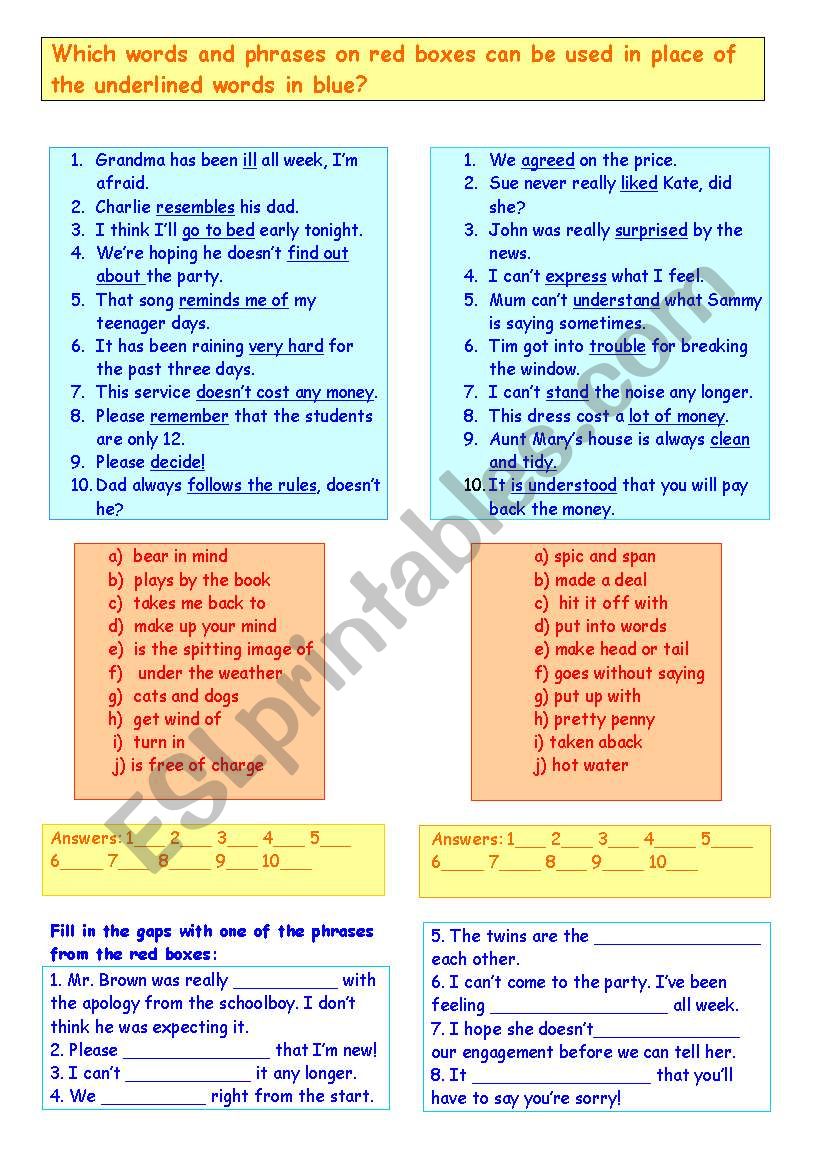 Synonyms (1) worksheet