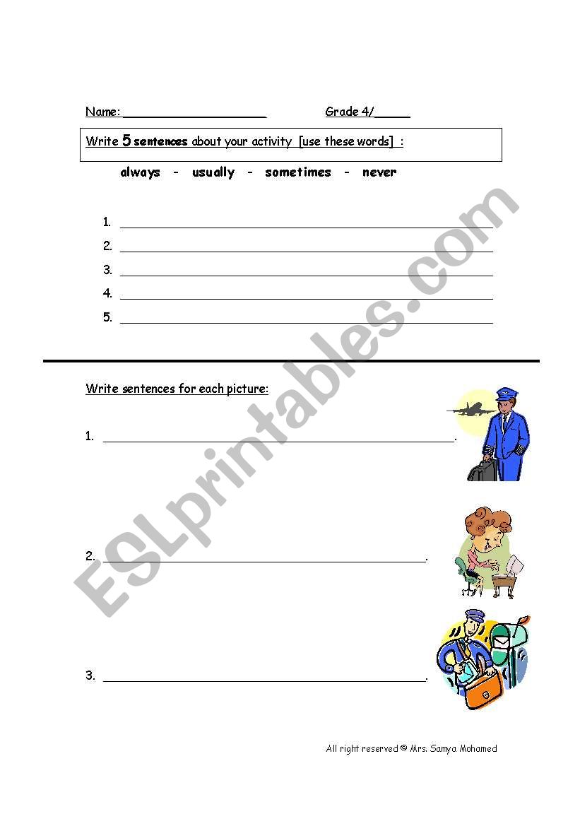 jobs + present tense worksheet