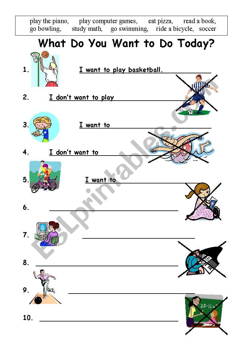 What do you want to do? worksheet
