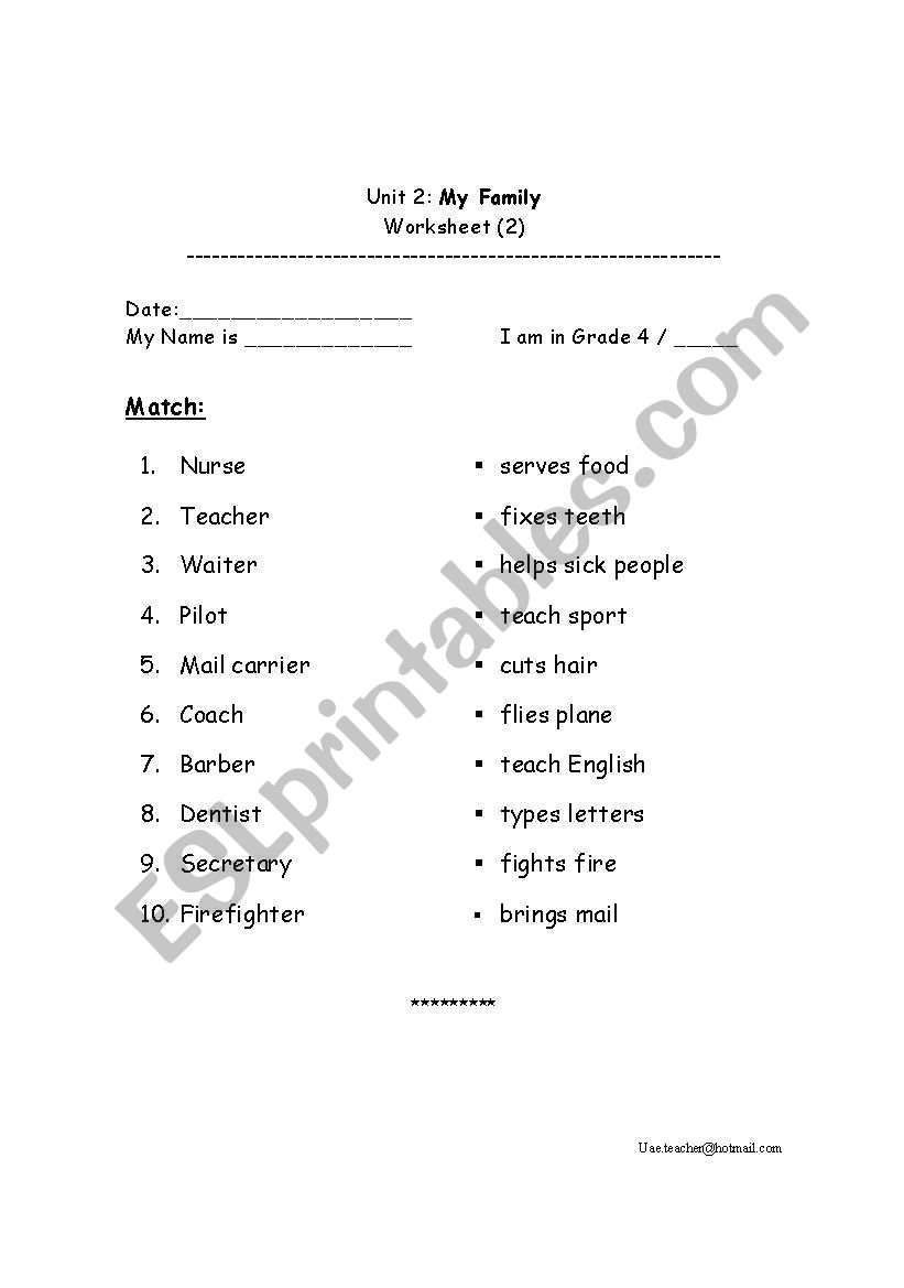 jobs worksheet