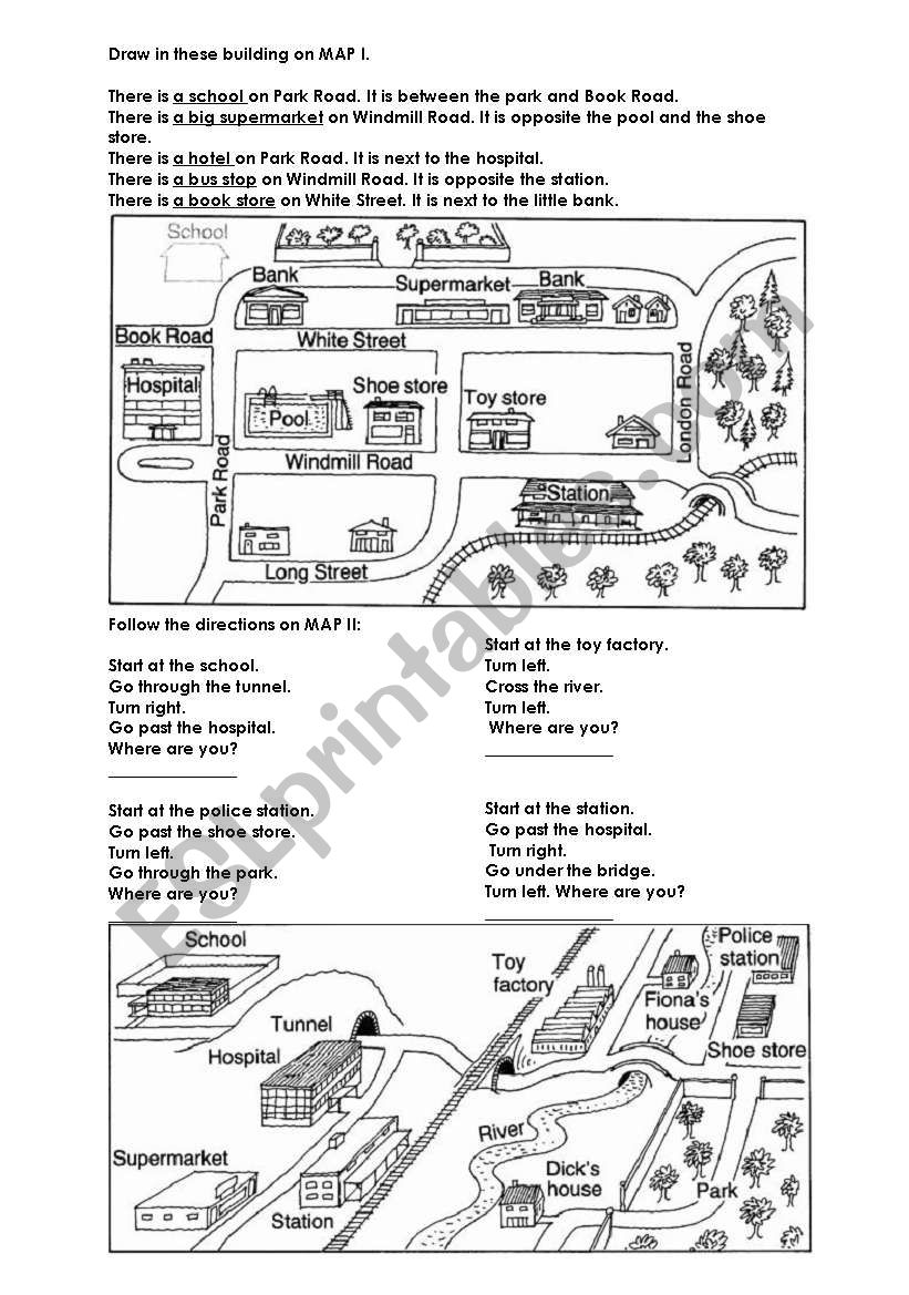 Directions - Places in Town with Prepositions