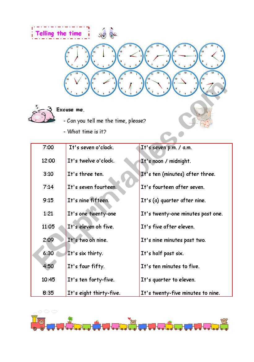 telling the time worksheet