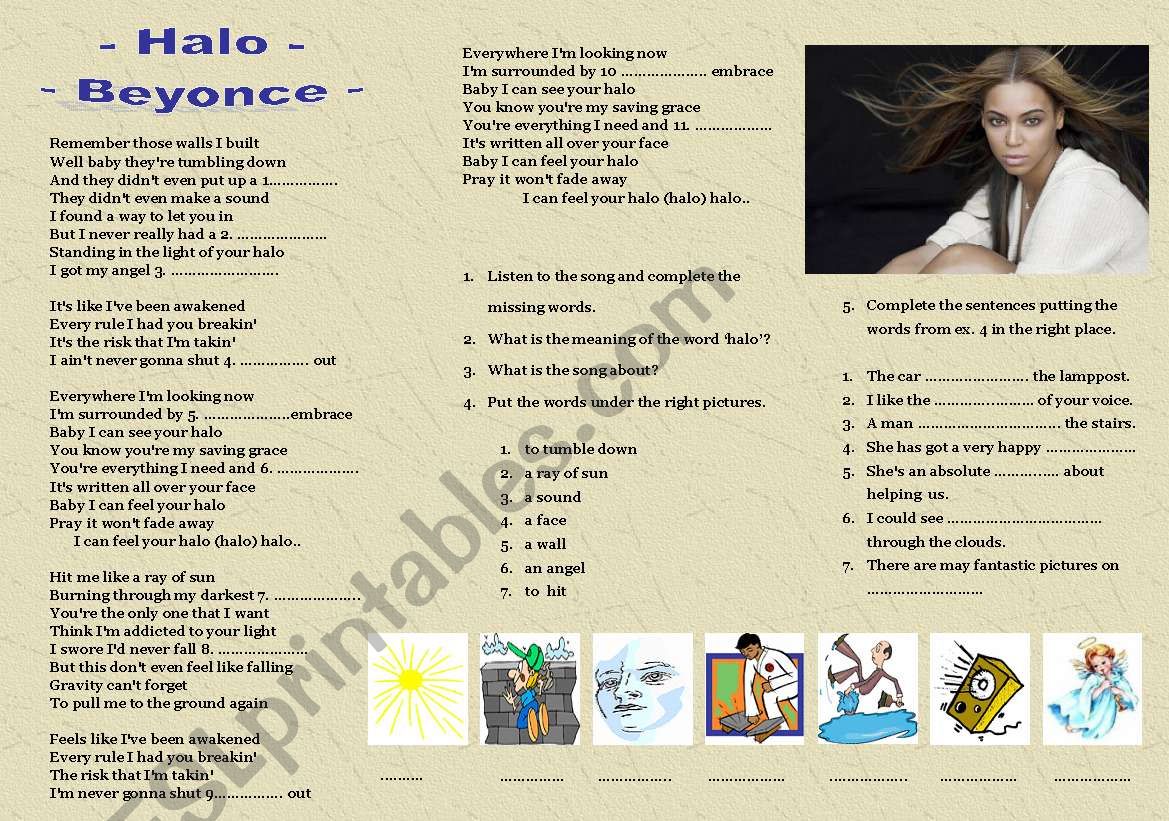 Halo - Beyonce worksheet