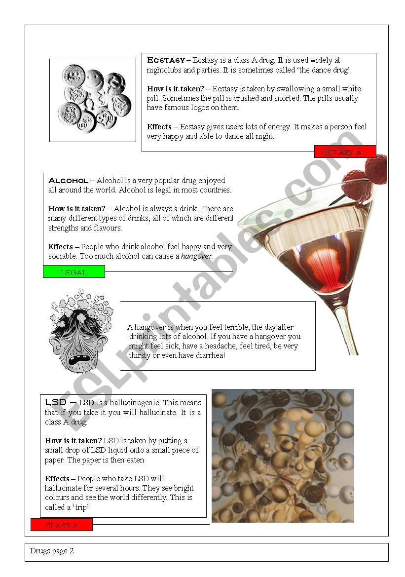 Drugs information sheet 2/4 worksheet