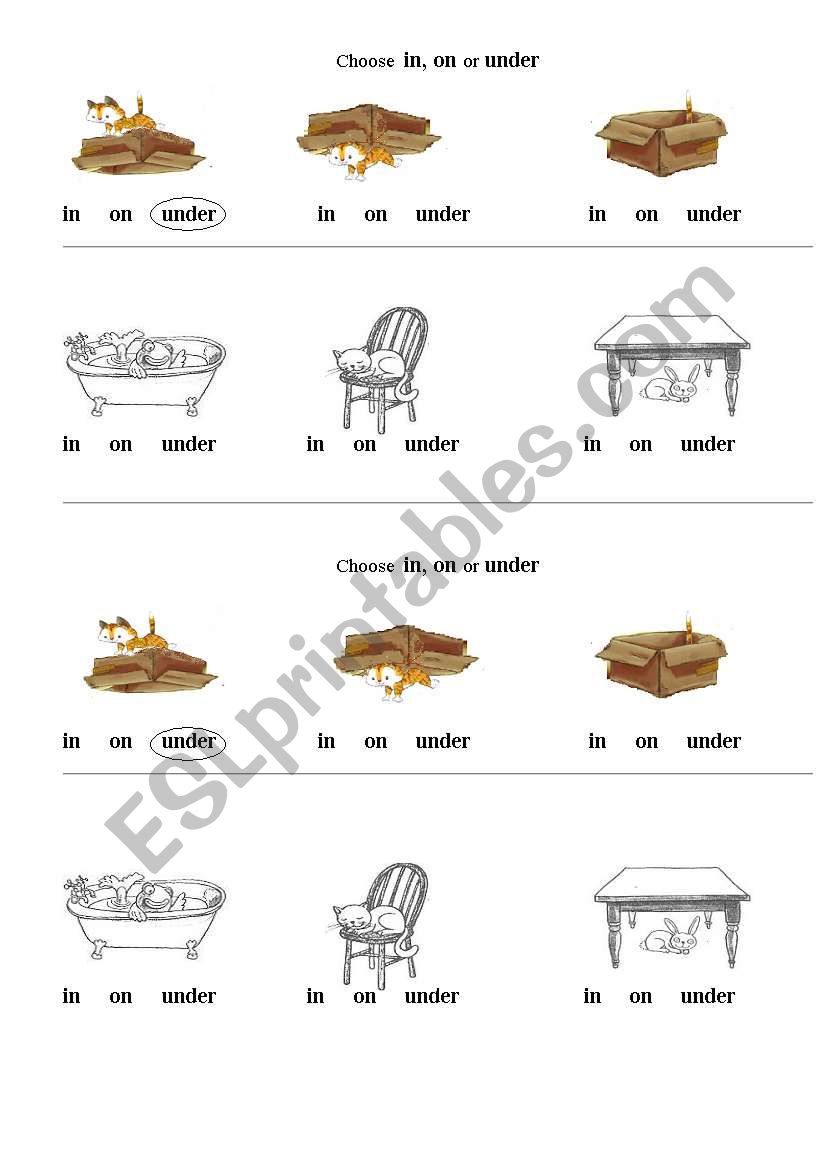 prepositions of place (in/on/under)