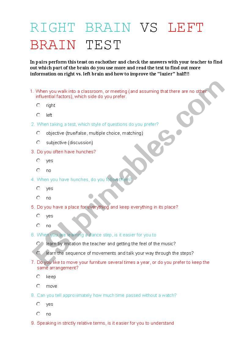 right vs left brain test (part 2) 