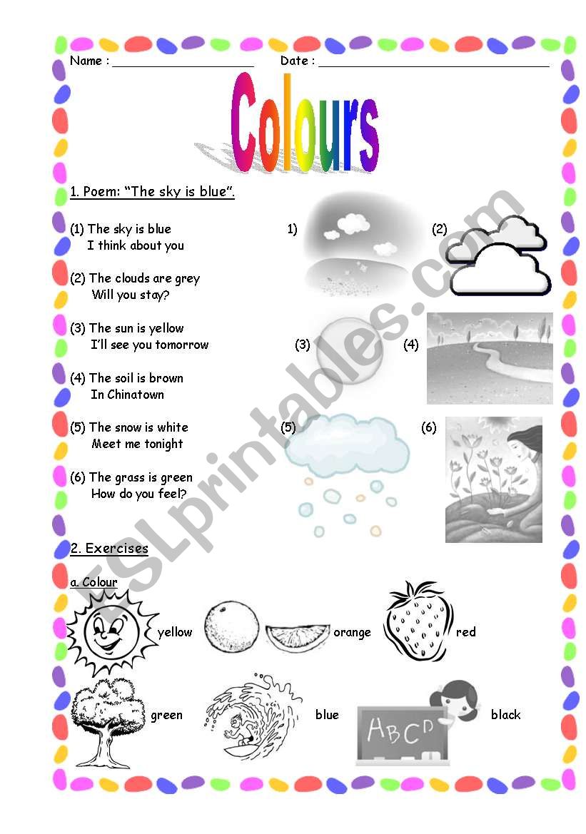 Colours worksheet