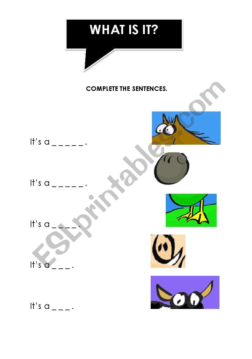 What is it? - Farm animals worksheet