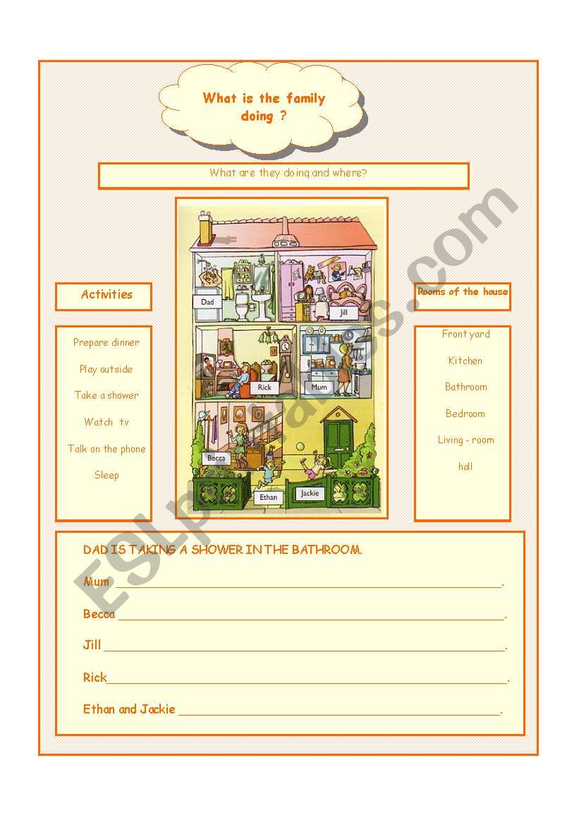 What is the family doing? worksheet