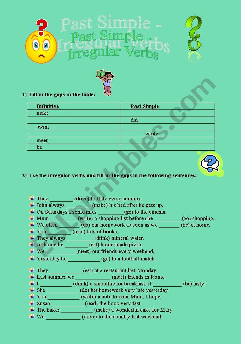 PAST SIMPLE -IRREGULAR VERBS worksheet