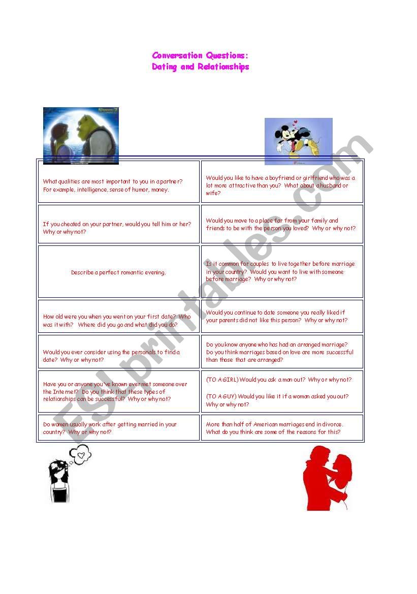 Datind ans relationships worksheet