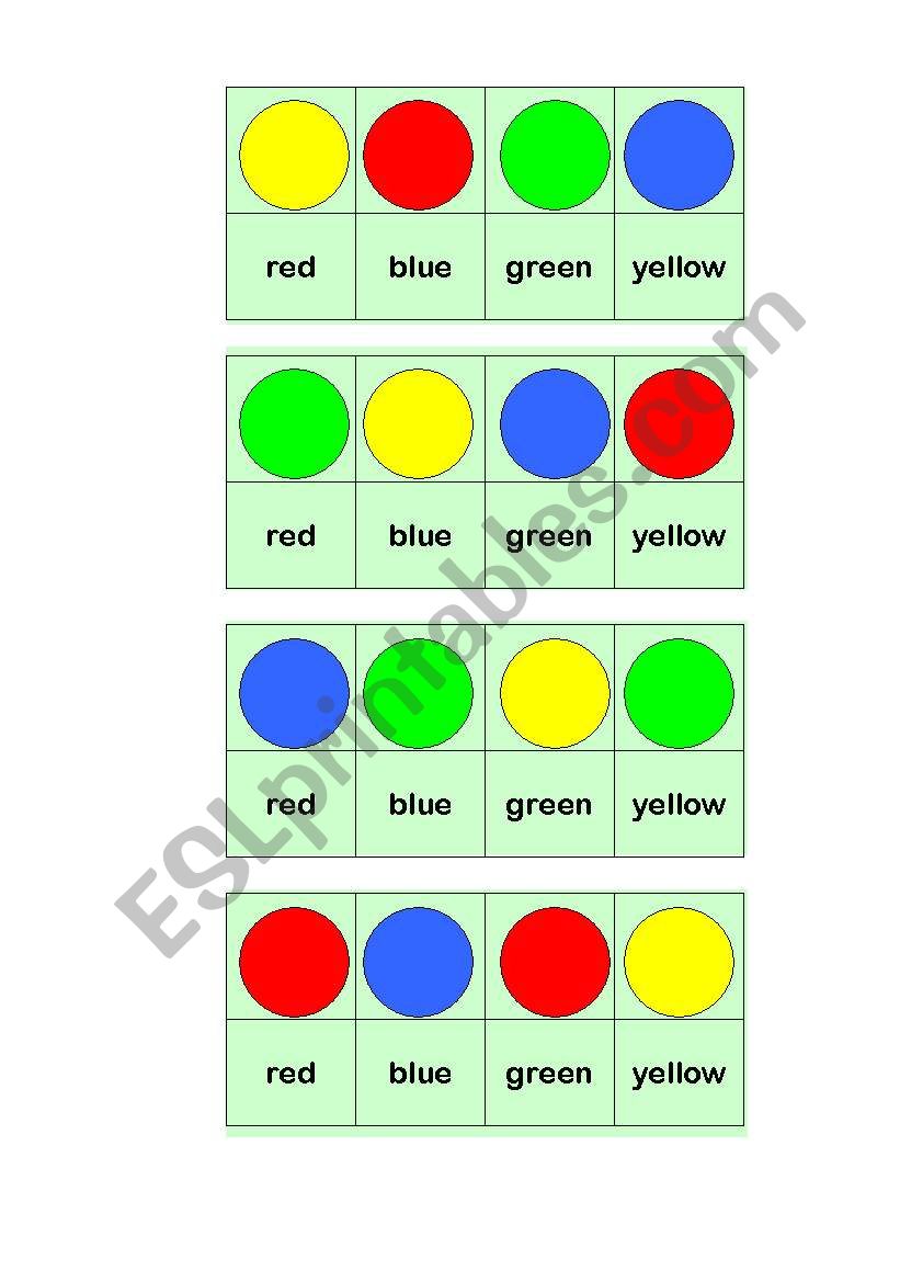 Colour dominoes worksheet